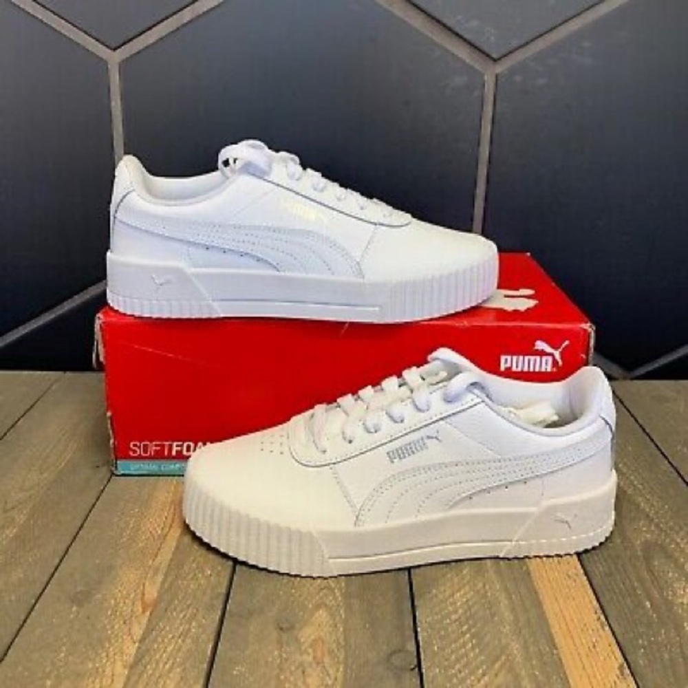 White Puma Carina Leather Women’s Sneakers - Picture 3 of 9